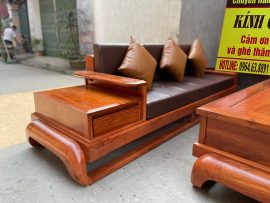 bàn ghế sofa gỗ kèm đệm da