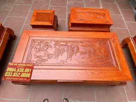 bàn trà mặt khung tranh đục họa tiết