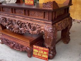 sập thờ mai điểu đục họa tiết nổi bật