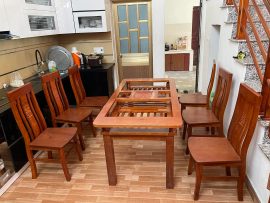 bộ bàn ăn 6 ghế gỗ chẹo
