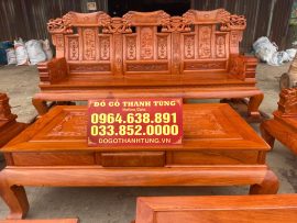 bộ bàn ghế 6 món với bàn trà chữ nhật rộng rãi