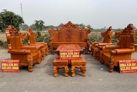 bàn ghế hoàng gia nguyên khối gỗ gõ đỏ cao cấp