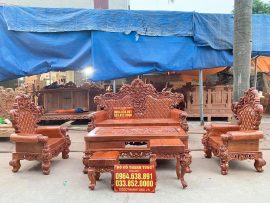 bàn ghế hoàng gia tân cổ điển nguyên khối gỗ gõ đỏ