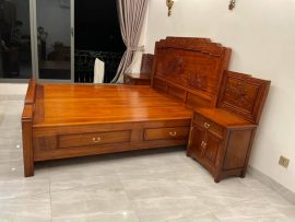 mẫu giường cao cấp gỗ gõ đỏ