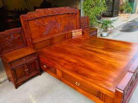 mẫu gường ngủ gỗ gõ đỏ sang trọng
