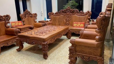 bàn ghế hoàng gia tân cổ điển gỗ hương đá