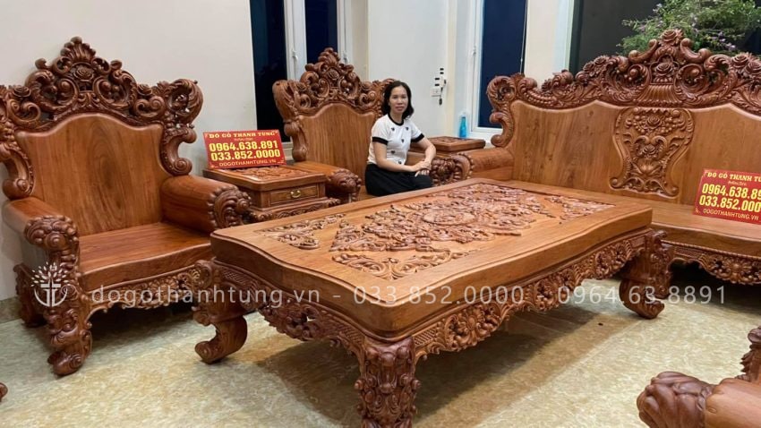 bộ bàn ghế gỗ hương đá 10 món