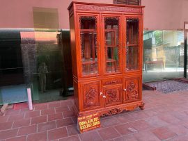 mẫu tủ rượu gỗ gõ đỏ màu cánh gián