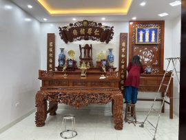 Combo nội thất phòng thờ cao cấp cho gia đình chị Hòa ở TP Vinh
