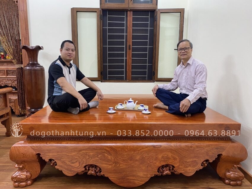 Sập chân 26 gỗ hương đá nguyên khối
