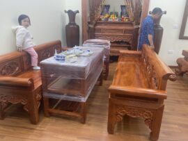 Bộ ghế trường kỷ đại gỗ hương đá cho gia đình chú Hải ở Nam Định