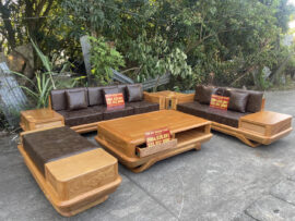 bộ sofa gỗ gõ đỏ kèm đệm