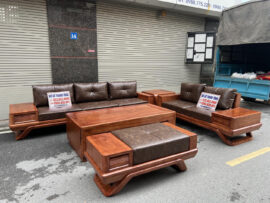 bộ sofa chân vòm chéo gỗ hương đá