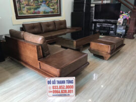 bộ sofa gỗ sồi phun màu óc chó