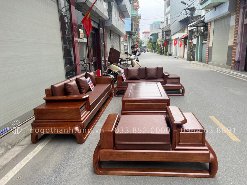 bộ sofa kèm đệm da cao cấp