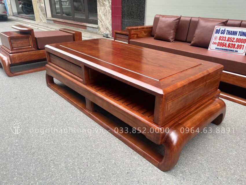 bàn trà chữ nhật 2 tầng