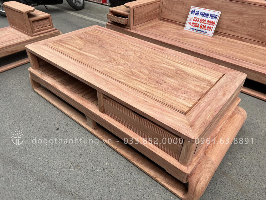 bàn trà chữ nhật gỗ hương đá