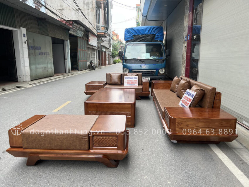 sofa gỗ sồi nga