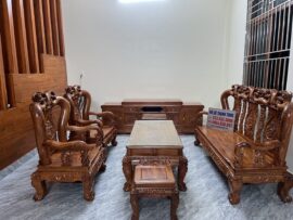 Bộ ghế Minh quốc đào tay 12 gỗ hương đá (anh Quang, Đà Nẵng)