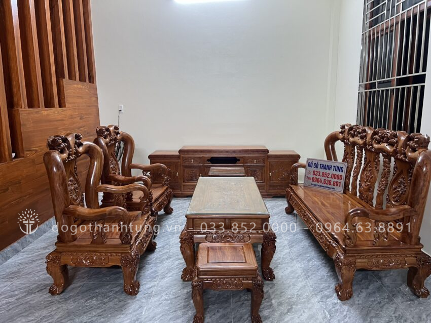 Bộ ghế Minh quốc đào tay 12 gỗ hương đá (anh Quang, Đà Nẵng)