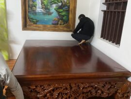 Sập mai điểu 1m8x2m2 gỗ gụ hàng đục tay sắc nét đến từng chi tiết